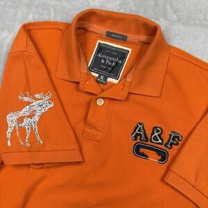 Y2K Abercrombie & Fitch Muscle Polo Shirt Men Sz XL Orange Distressed VTG Xmas